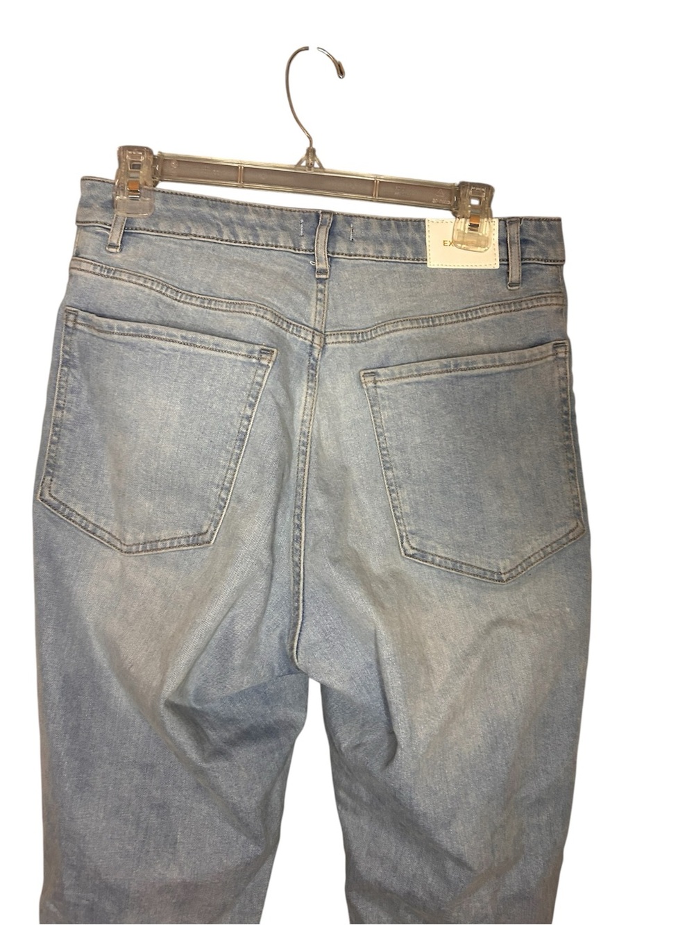 Express Curvy Mom Jeans Super High Rise Distressed Light Wash Cropped Size 10 - Picture 6 of 10